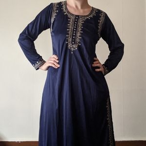 Navy Indian embroidered dress